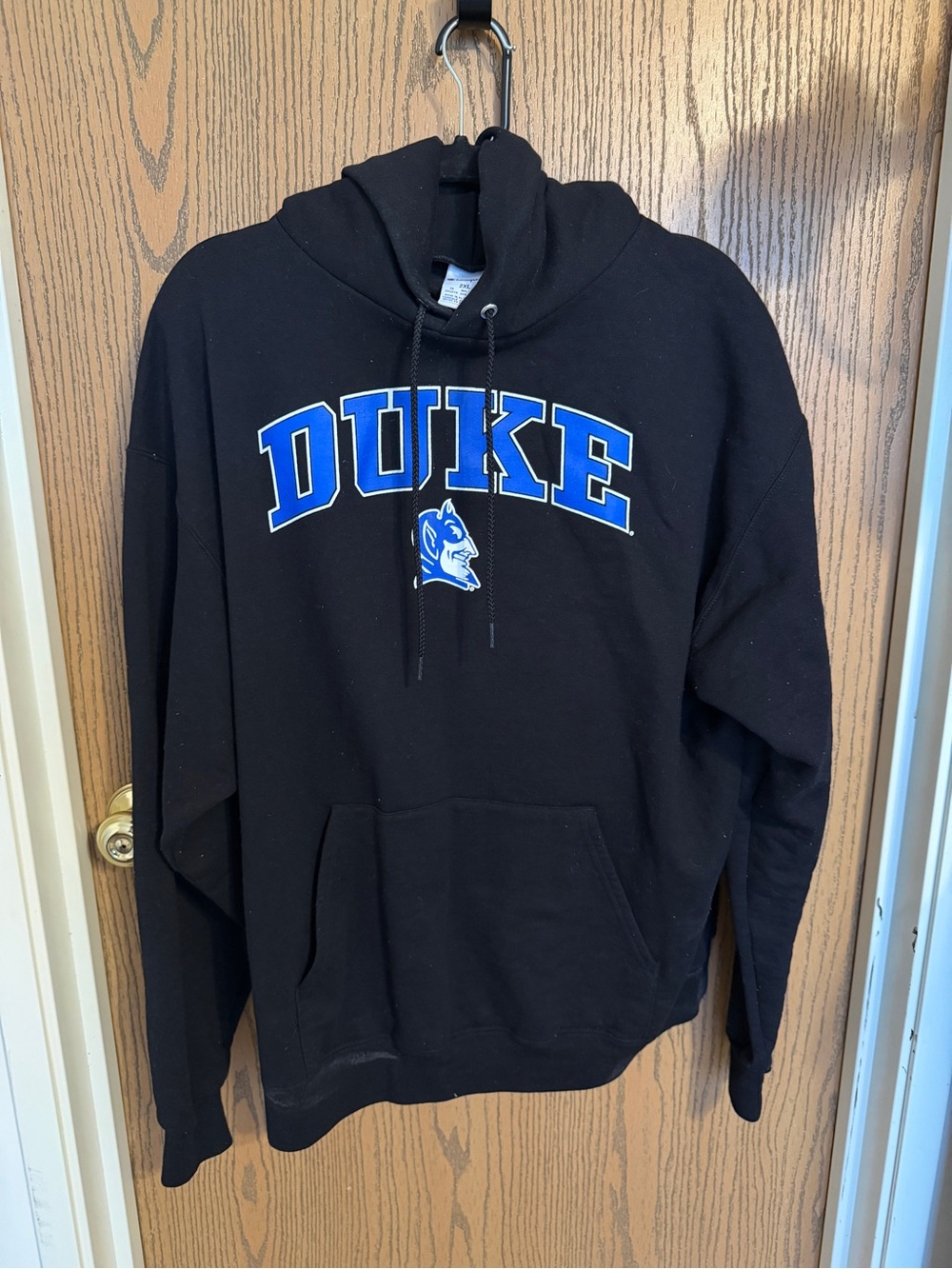 Champion Black Crewneck Hoodie with Blue Duke Logo